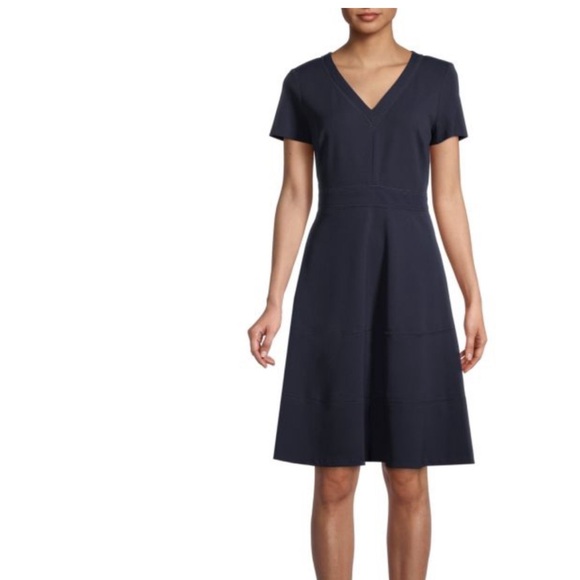 Karl Lagerfeld Scuba Ladderwork Tiered Dress - Picture 1 of 4